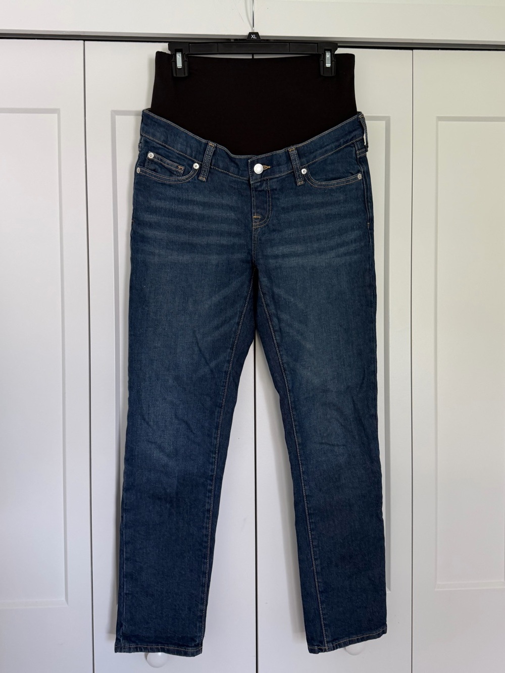 GAP Dark Blue Straight Leg Maternity Jeans with Black Panel